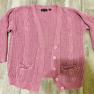 Vintage Pink Cable Knit Cardigan Sweater